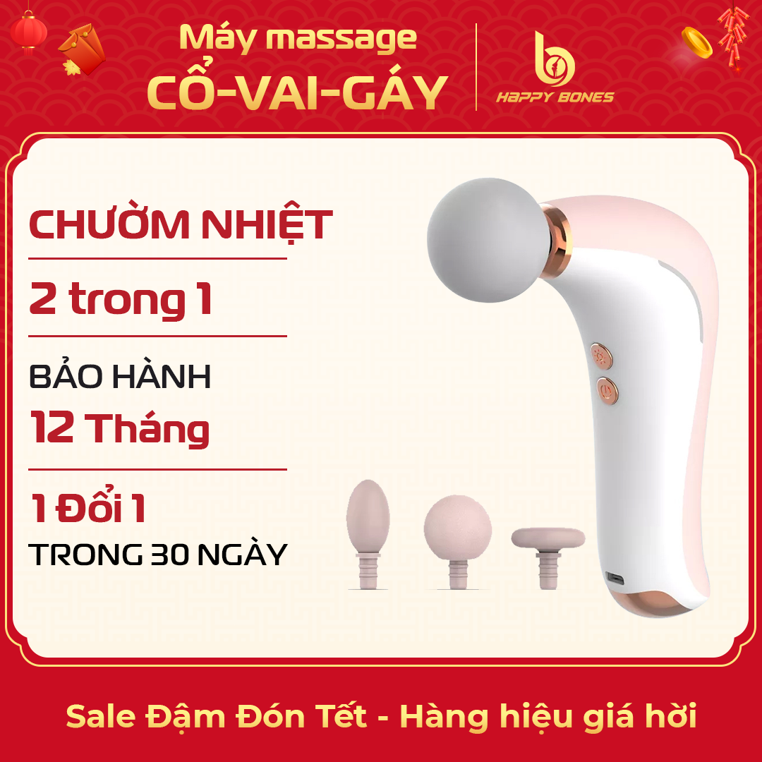 Máy Massage Cầm Tay Chườm Nóng Matxa Mặt, Mat-xa Cổ Vai Gáy 2 Trong 1