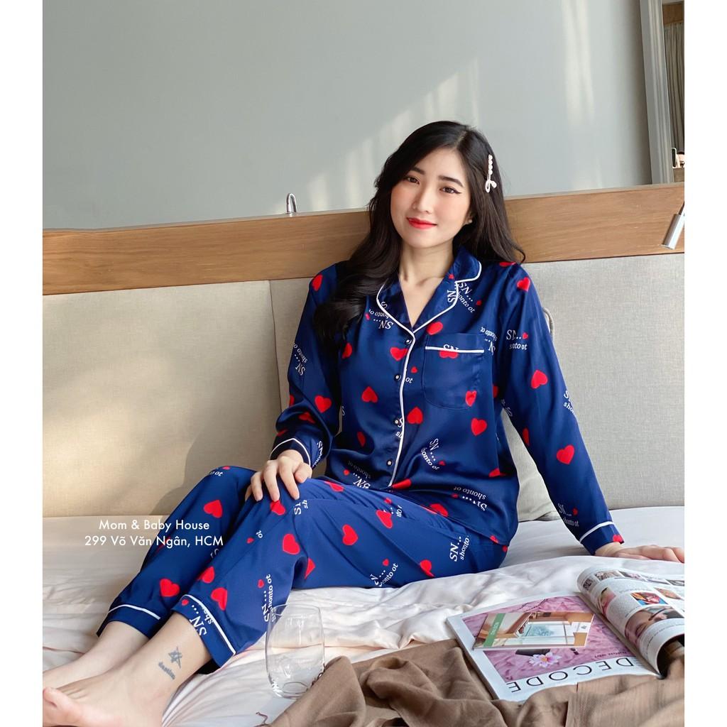 Bộ pijama dài sau sinh họa tiết trẻ trung