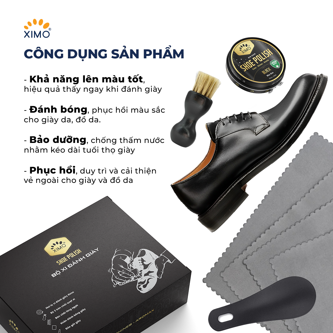 Xi đánh giày dạng sáp phục hồi và đánh bóng giày, đồ da SHOE POLISH 50ml