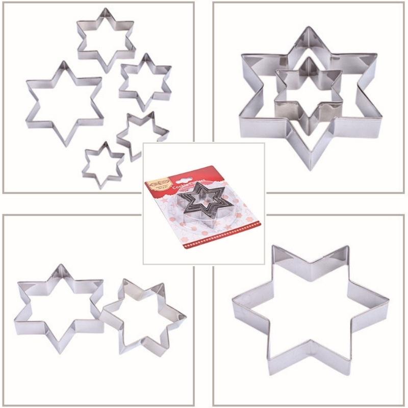 Khuôn Bánh Quy Cookies Cutter Khuôn Nhấn Bộ 5 Chi Tiết Hình Sao 6 Cánh - CBQUYSAO5P