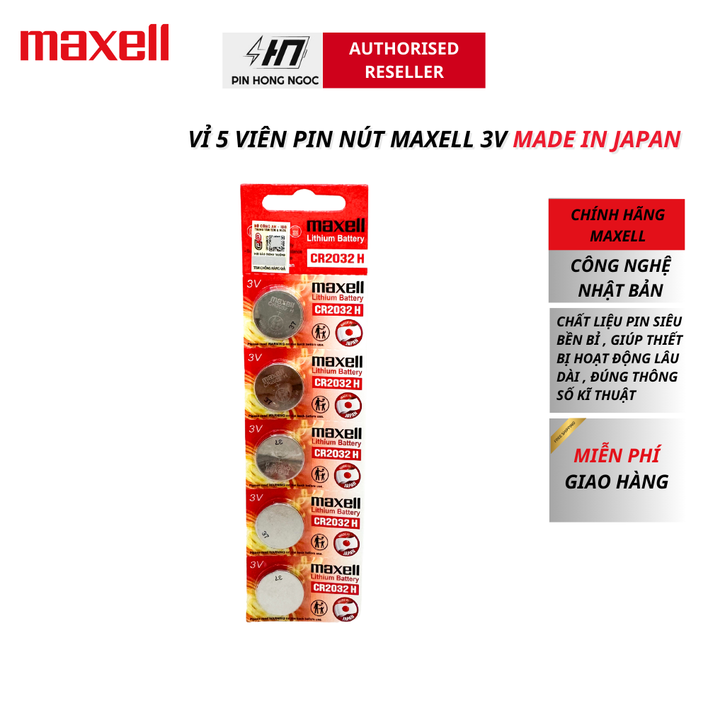 Vĩ 5 viên pin Maxell dòng cao cấp CR2032