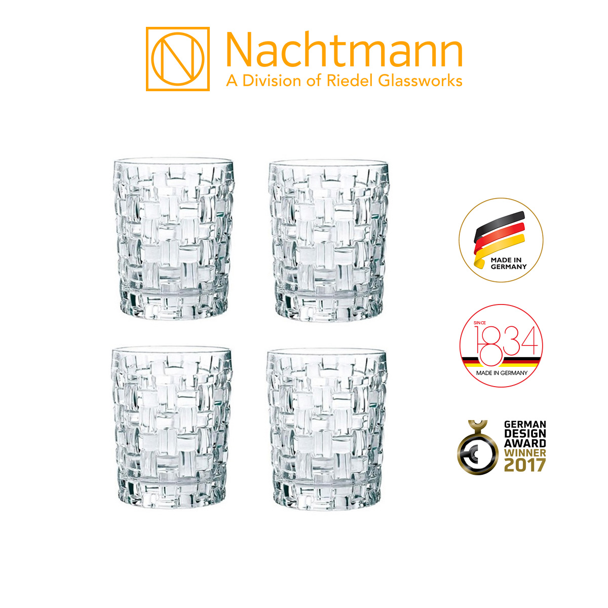 Bộ 4 ly pha lê Nachtmann Bossa Nova - Hàng chính hãng Đức