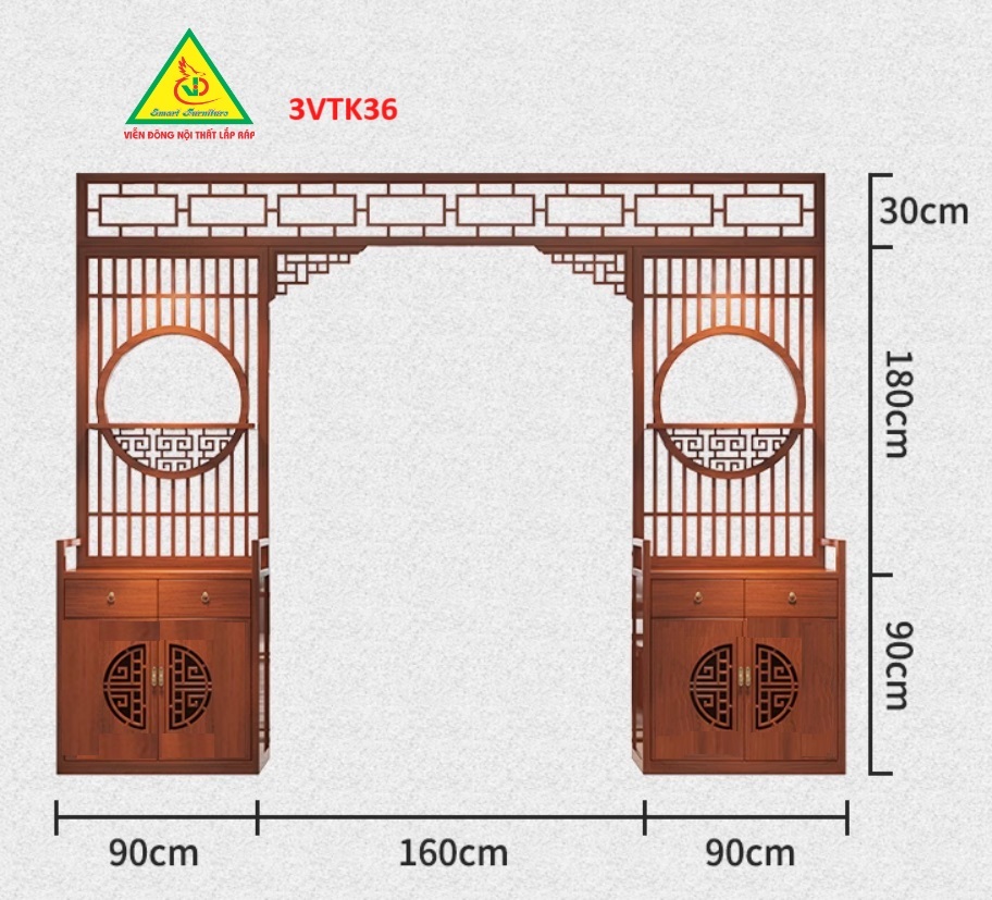 Vách ngăn phòng khách , vách ngăn phòng khách hiện đại 3VTK36- Nội thất lắp ráp Viễn Đông Adv