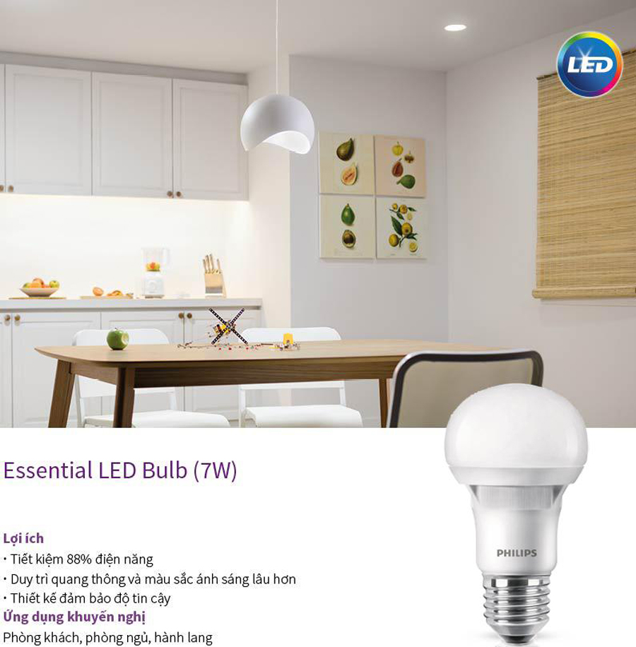 Bộ 6 Bóng Đèn Philips Ess Ledbulb 6500K Đuôi E27 230V A60 6C-929001378707 (7W)