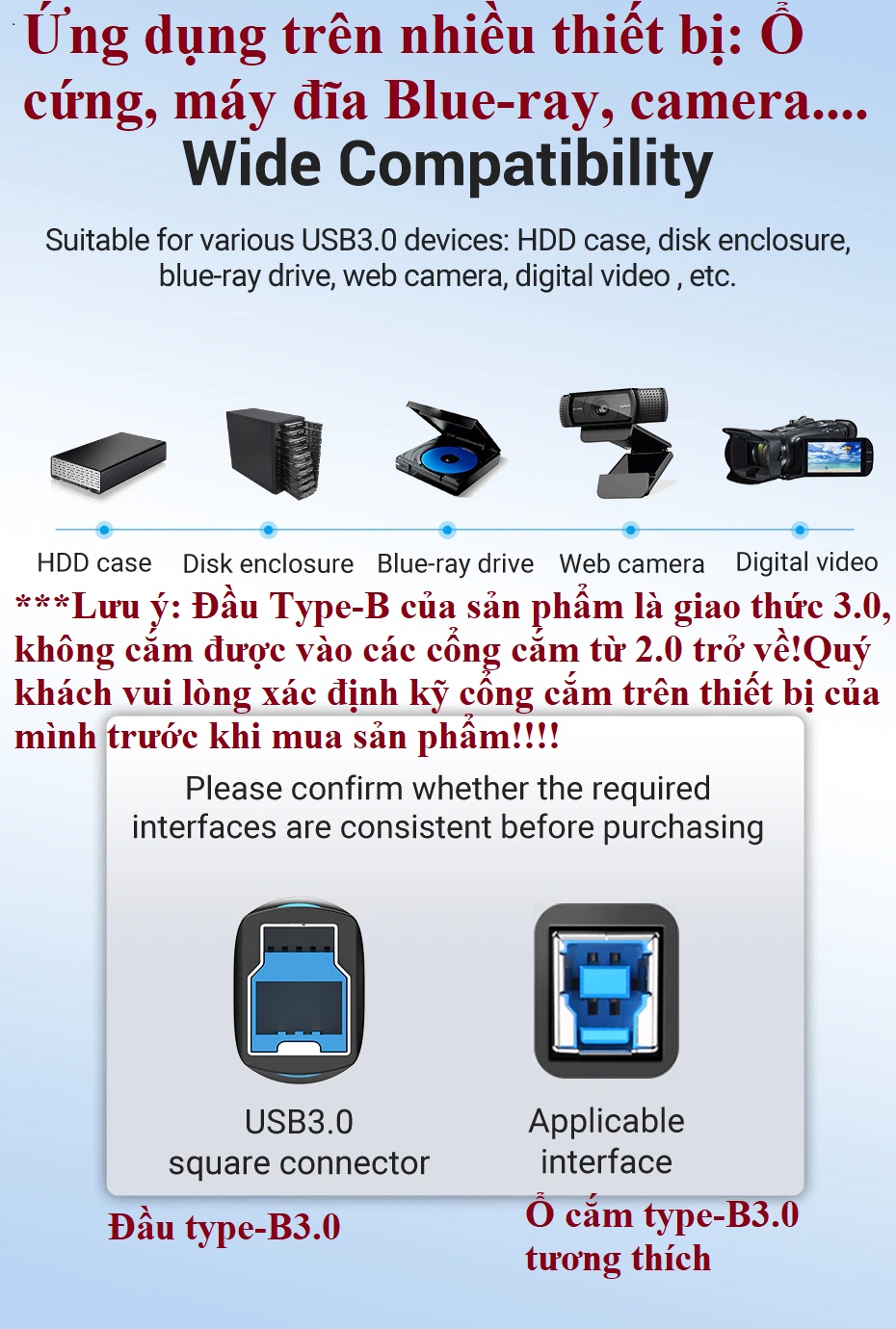 Cáp dữ liệu cáp ổ cứng Type-C3.0 male ra type-B3.0 male Vention CQV _ Hàng chính hãng