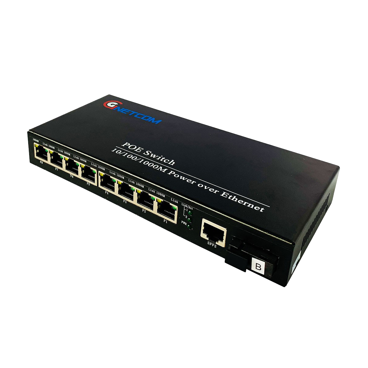 Bộ chuyển đổi quang điện Gigabit 8 POE 10/100/1000 M kèm cổng  SC 1 sợi GNETCOM GNC-6109GE-20B (1 thiết bị ) - Hàng Chính Hãng