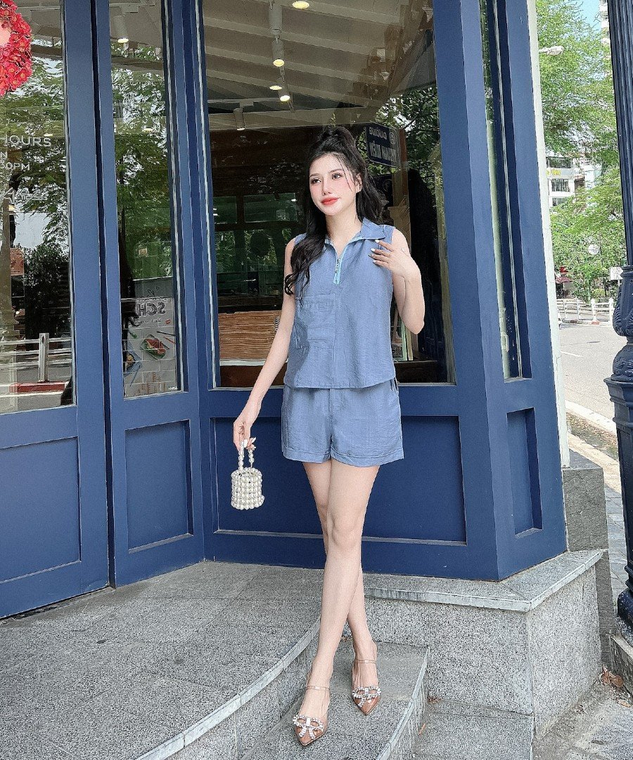 SET đồ bộ linen dạo phố phối dây kéo KIMMY - SET01