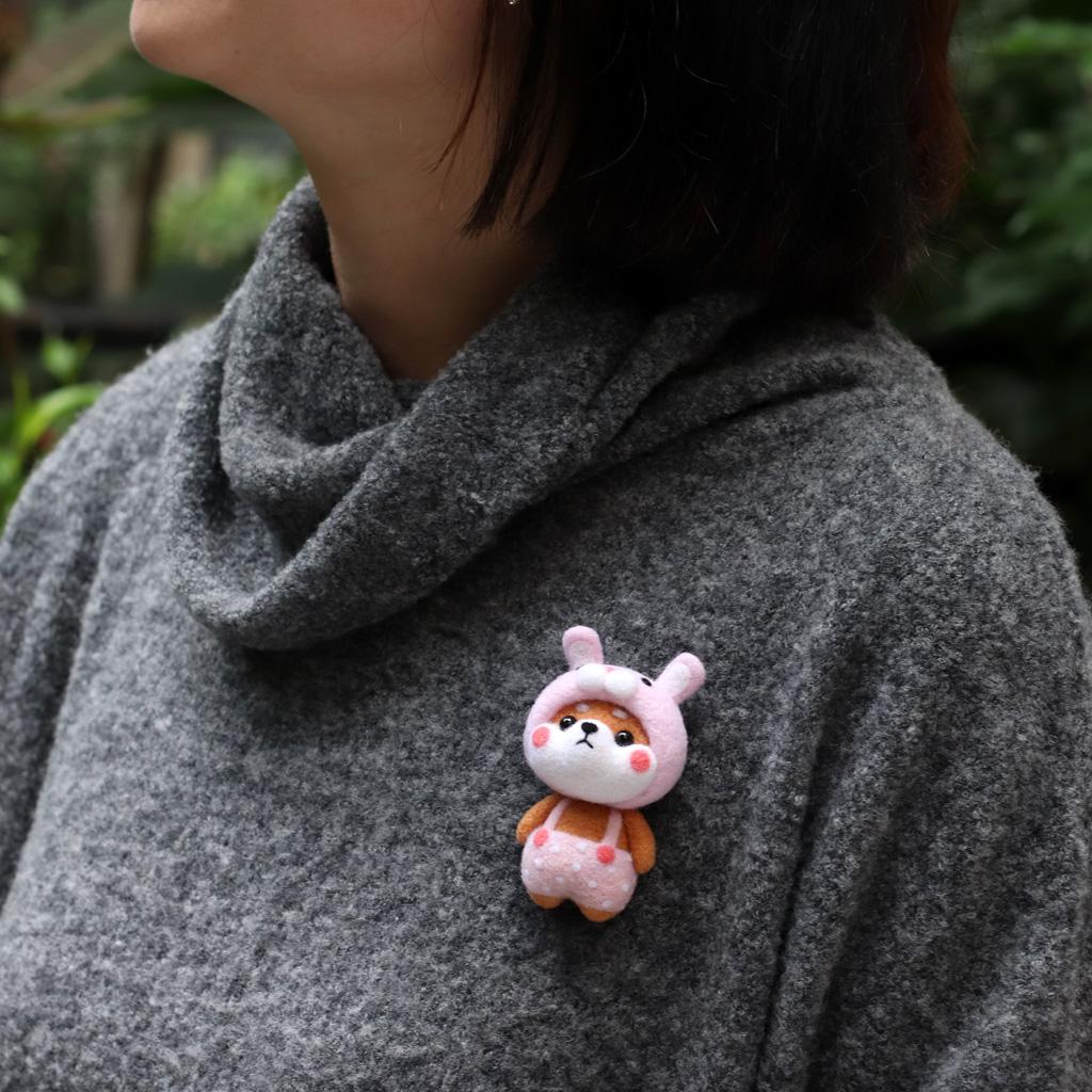 Chiwanji 2 Chiếc Shiba Inu Kim Nỉ Bộ Vòng Tay Động Vật Búp Bê Kim Nỉ Len Nỉ Bộ Không Xong Tự Làm Thủ Công chất Liệu Bộ