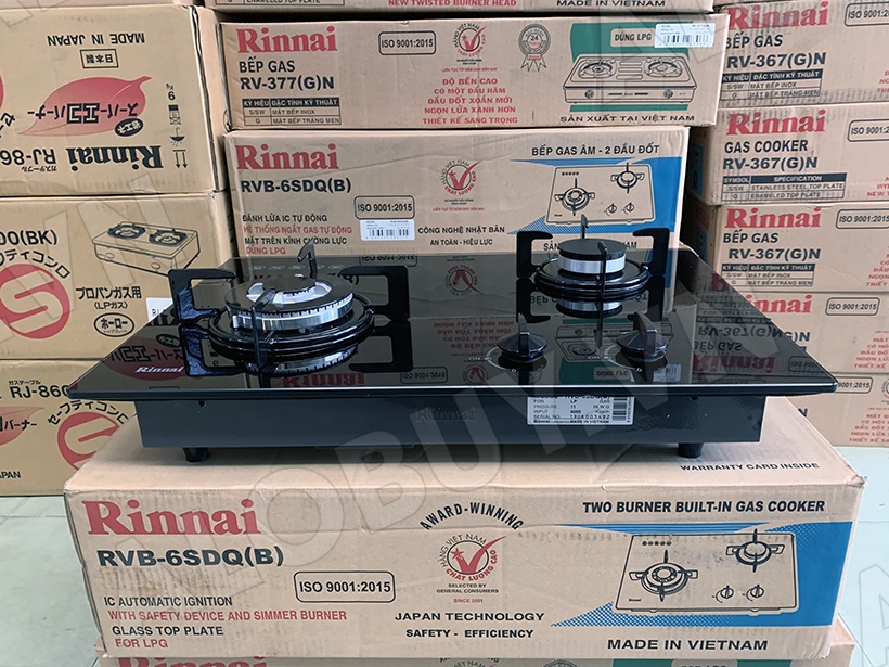 Bếp gas âm Rinnai RVB-6SDQ, Cảm ứng ngắt gas tự động - Hàng chính hãng