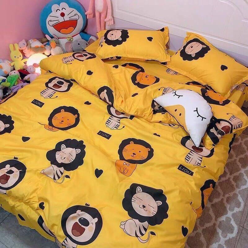 Set ga gối chăn cottong poly 4 món hàng nhập khẩu họa tiết thú cưng