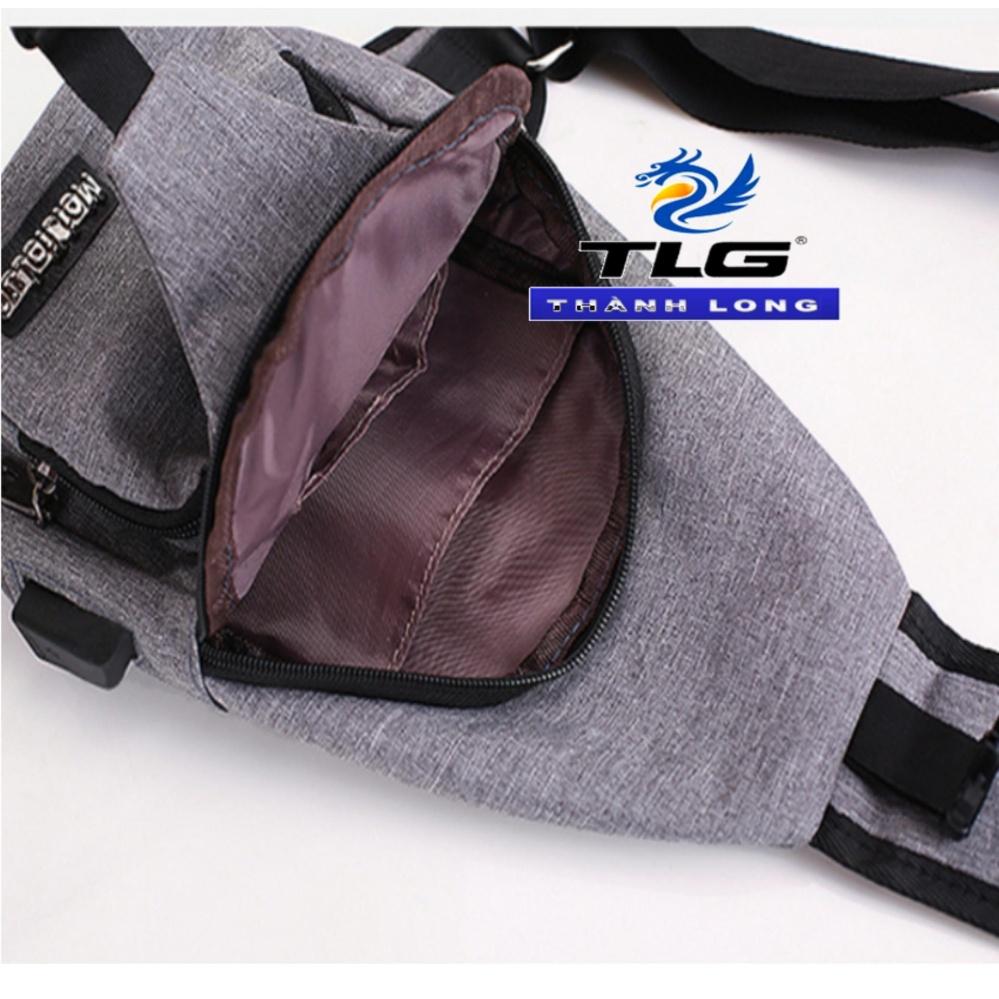 Túi đeo ngực phong cách Hàn Quốc kèm cổng sạc USB Đồ Da Thành Long TLG 204  1(đen)  tặng 01 bút bi cao cấp TLG K 410