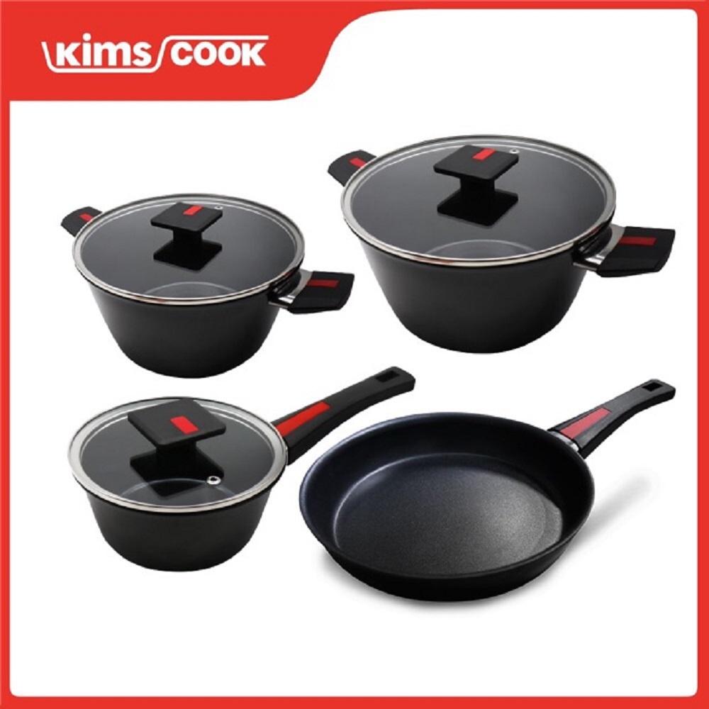 Bộ nồi chảo cao cấp đáy từ hợp kim nhôm chống dính KIMS COOK 07 món