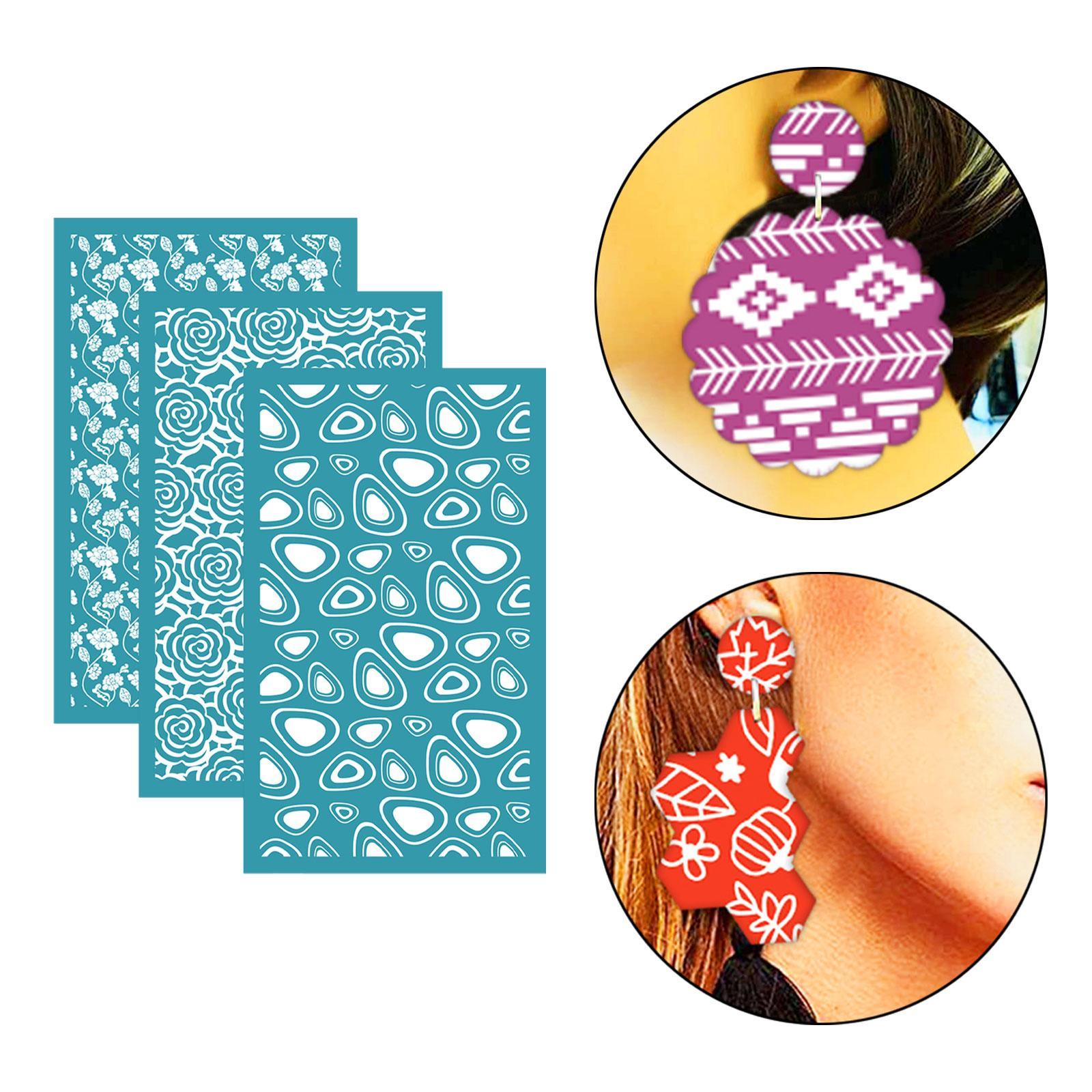 3 Pieces Silk Screen for Polymer Clay, Stencil Silk Screen Clay, Multipurpose Polymer Clay Tools for Home, Earrings Decoration, Printing on Clay
