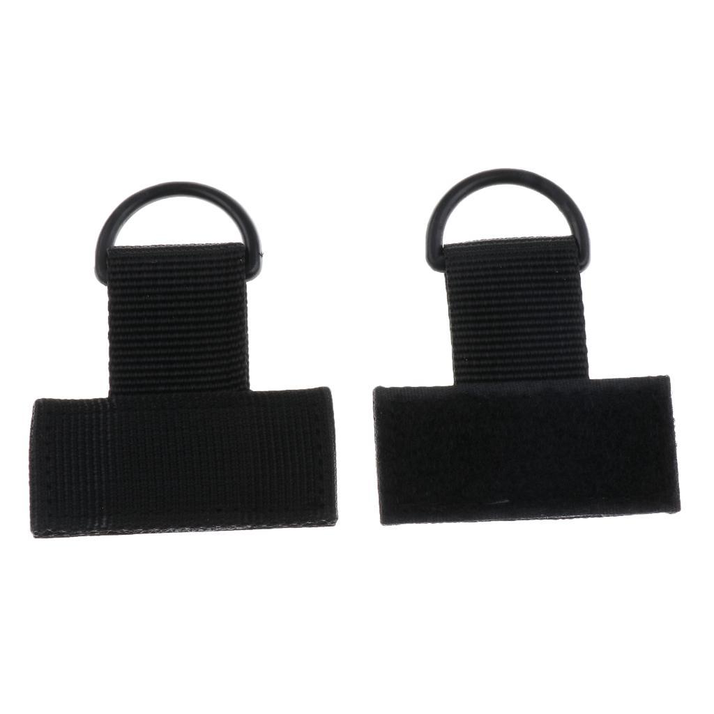 2pcs Outdoor Backpack MOLLE System Nylon Webbing T Hook & Loop D Key Ring Hanging Ring Camping Hiking Accessories