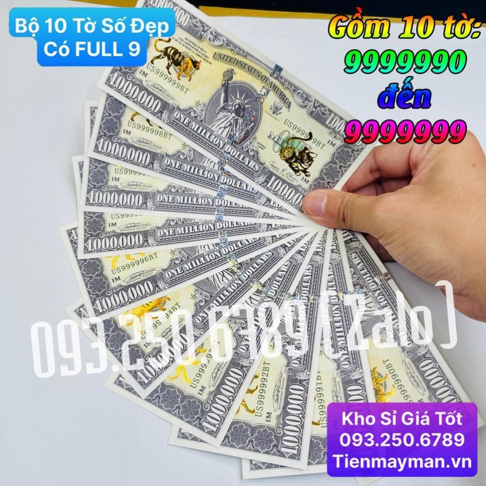 Combo 10 Tờ Seri đẹp có tờ FULL 9 , Tiền 1 Triệu USD Con Mèo Lưu niệm mạ vàng, có bảo an , Lì Xì Tết