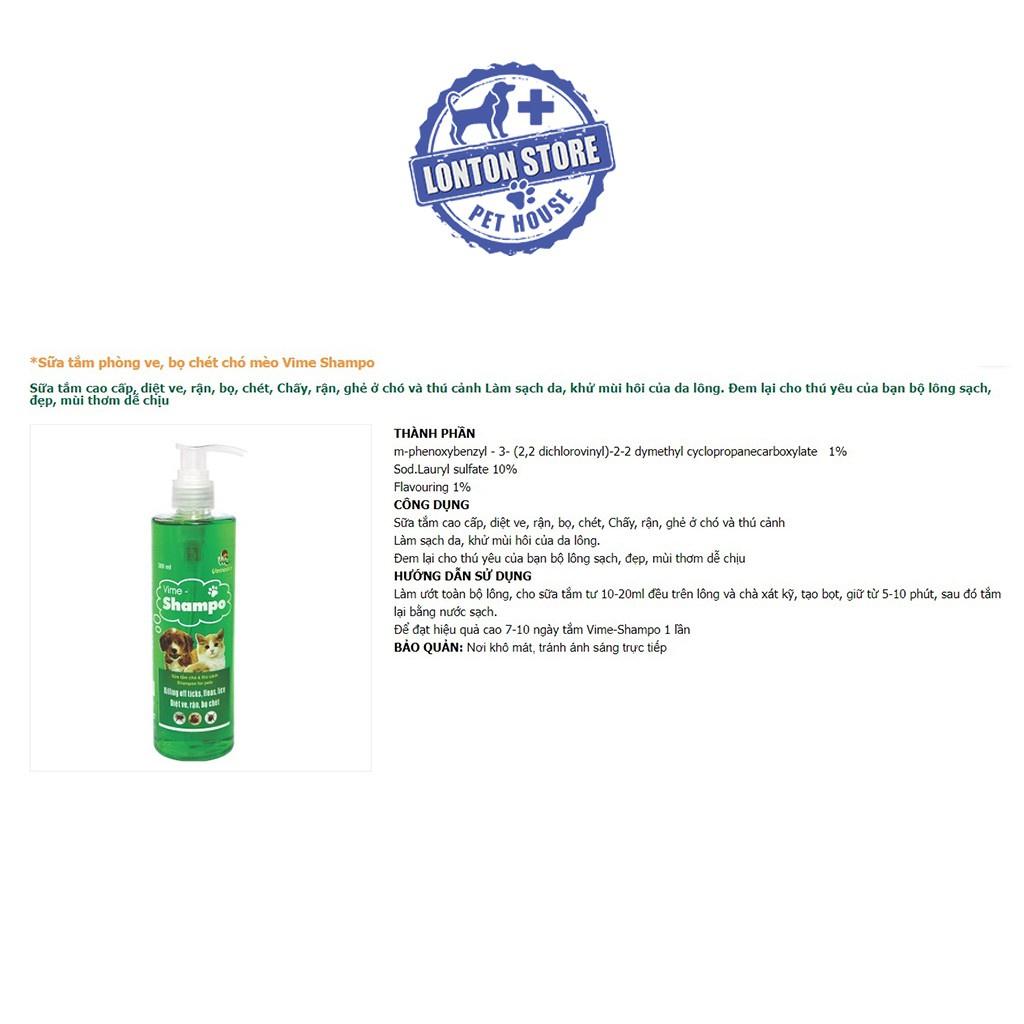 Sữa Tắm Cao Cấp Vime Shampoo - Phòng Ve, Bọ Chét Cho Chó Mèo,300ml - Lonton Store & Vemedim
