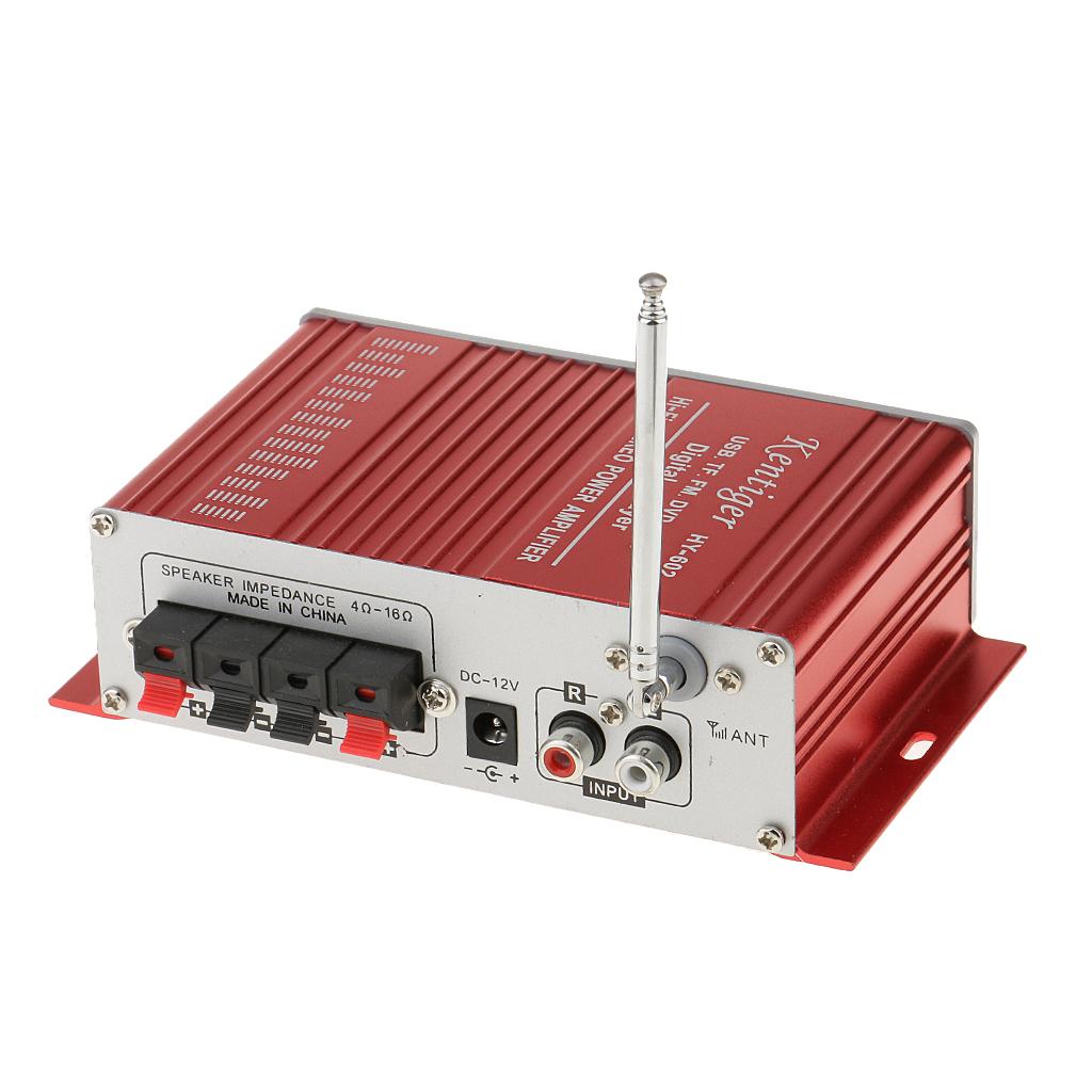 DC 12V 20WX2 Remote Mini Hi-Fi Digital Stereo Audio Amplifier USB SD FM DVD