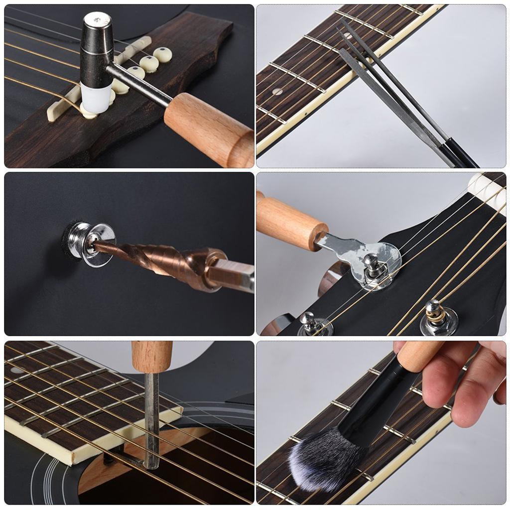 1 Set Guitar Repair Kits Maintenance Tools with Storage Bag for Luthier Guitarist DIY Parts