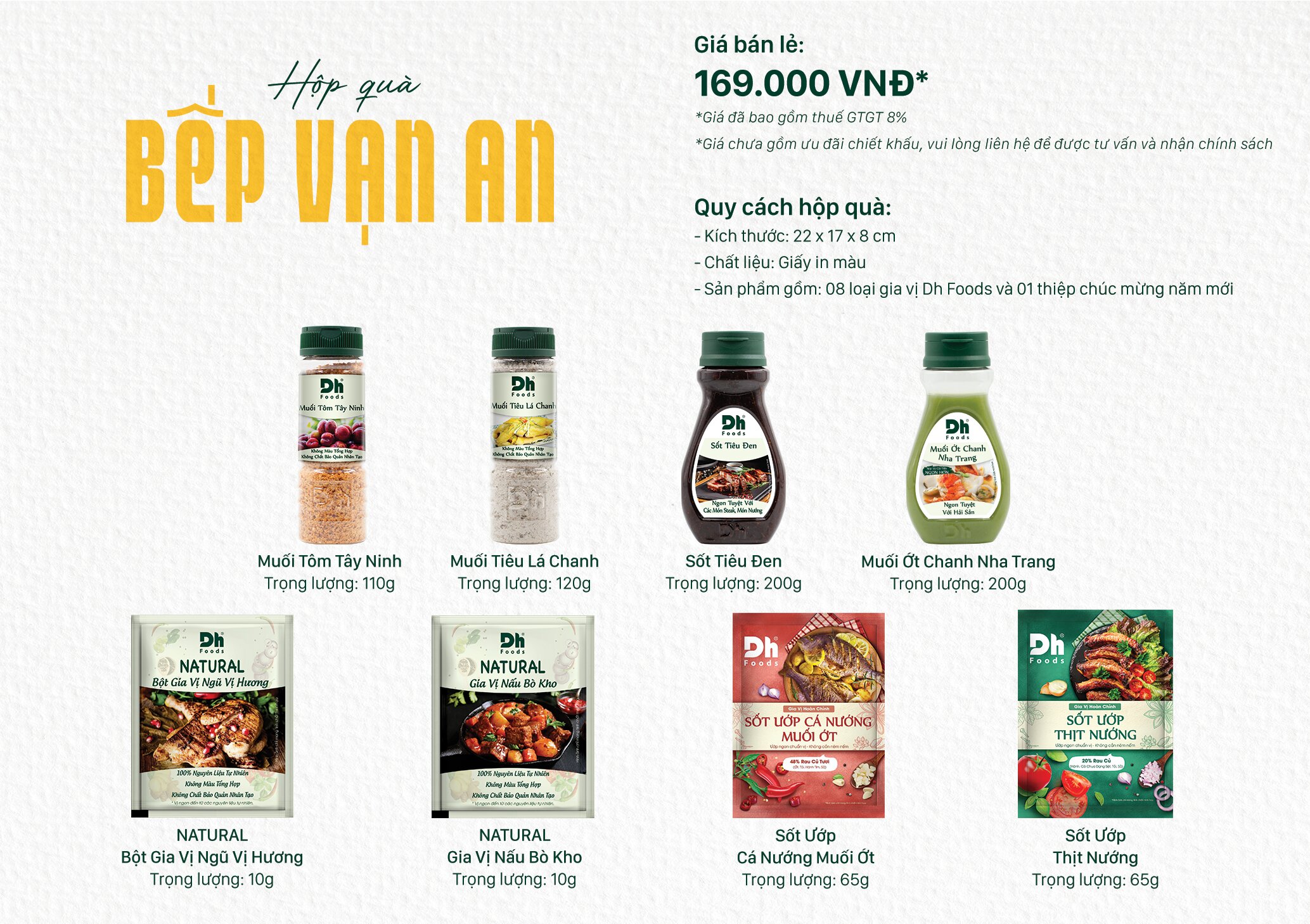 Hộp Quà Gia Vị Dh Foods - Combo 4 Hộp Quà Vạn An, Vạn Phúc, Vạn Lộc, Vạn Thịnh - Set Quà Tặng Người Thân, Bạn Bè Ý Nghĩa