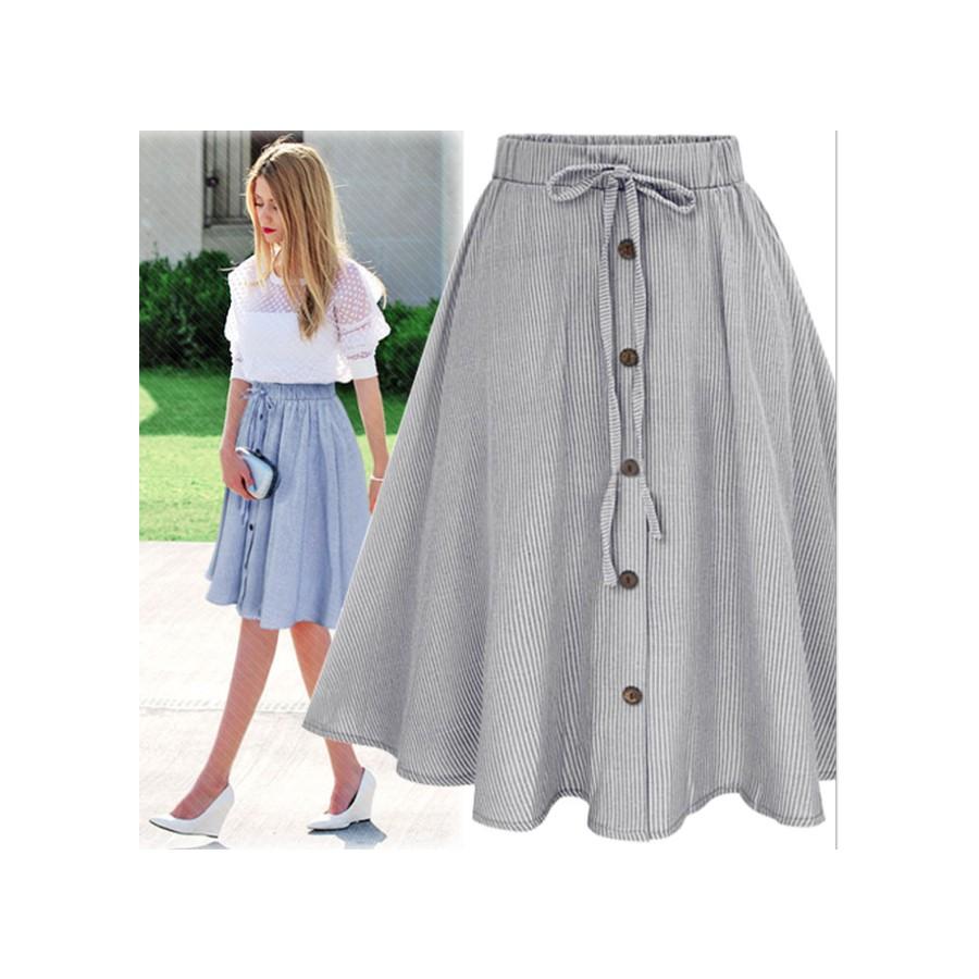 Chân váy xòe vải cotton dạo phố đi làm VAY23