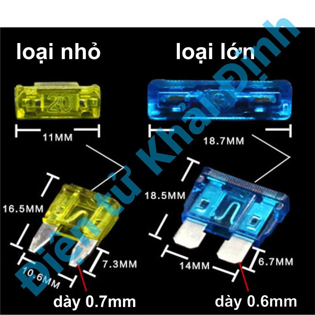 20 cái cầu chì dẹp lớn DÙNG TRONG OTO.... 1A 2A 3A 4A 5A 7.5A 10A 15A 20A 25A 30A 35A 40A (gói 20 cái) kde1887