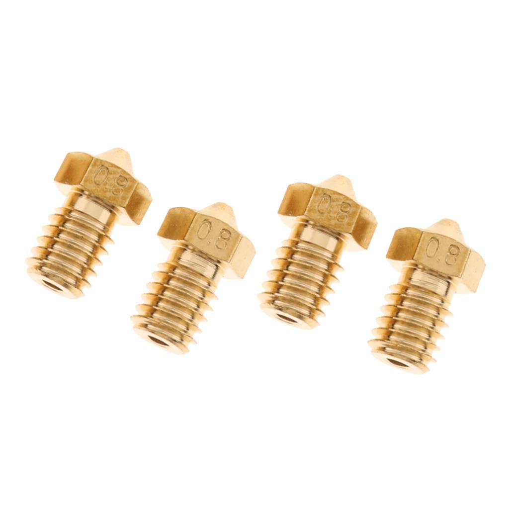 4Pcs 0.8mm 3D Printer 1.75mm Filament Extruder Nozzle Printhead Brass Copper