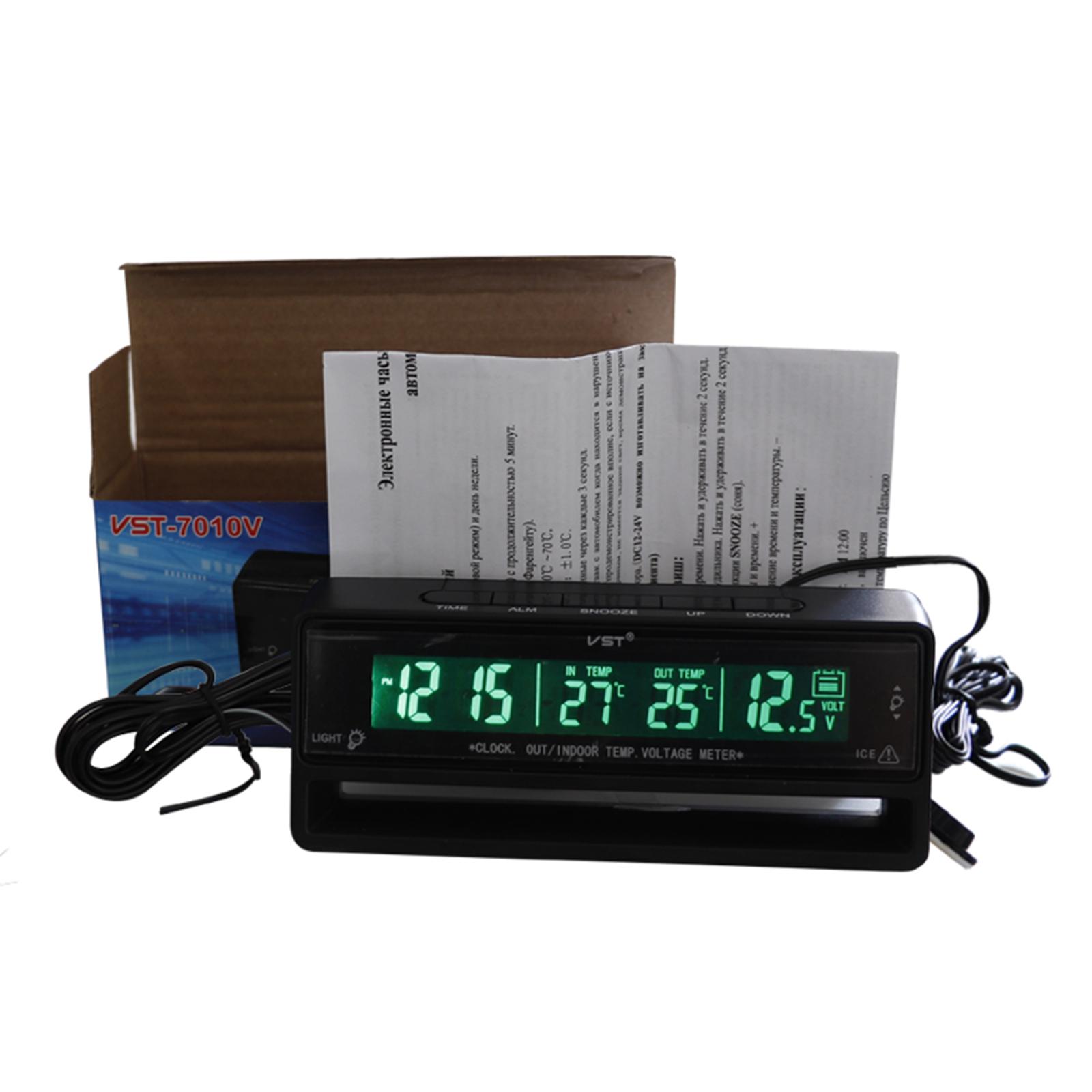 Car Auto Digital Clock Temperature Voltage Meter Battery Monitor