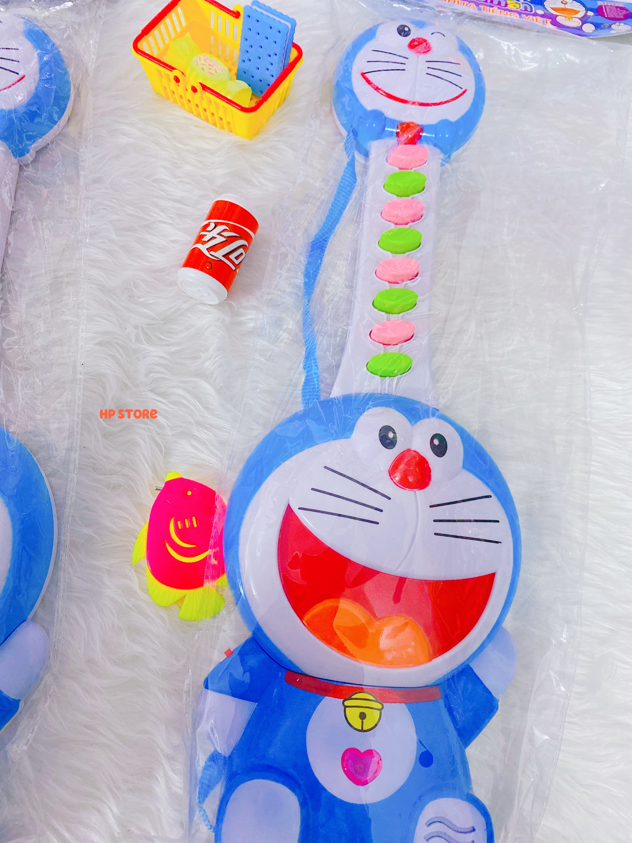 Đàn Đoraemon Ghita Xanh Tặng Pin Size 47cm Cực Đại Có Đèn, Bài Hát, Đàn, Nhạc Đồ Chơi