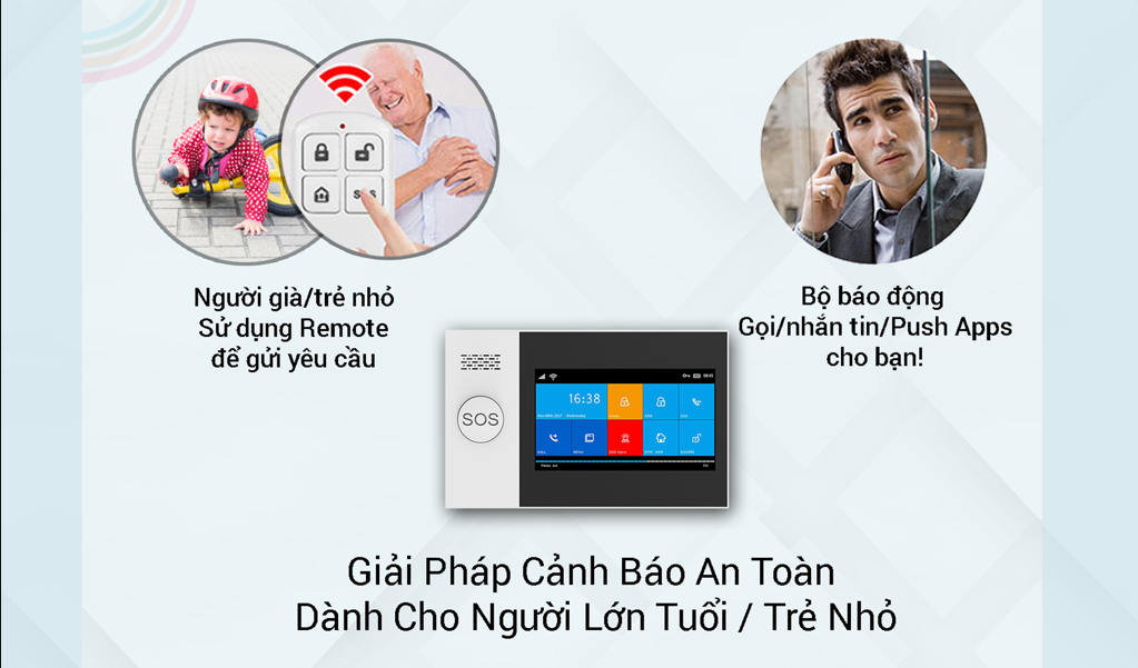 Bộ Báo Động Chống Trộm Qua WIFI Và Sim GSM GW05 Cao Cấp, Màn Hình Cảm Ứng - Hàng Chính Hãng