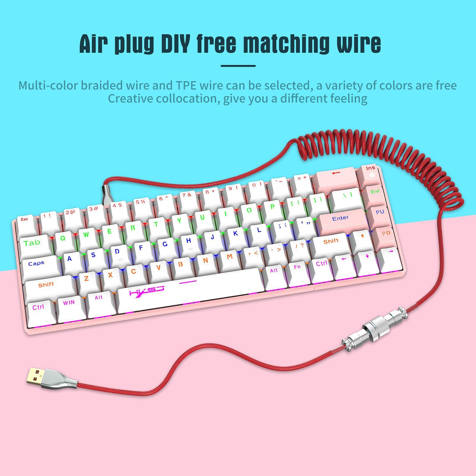 1.8M Coiled Type C USB Cable with Detachable Connector Data Line for Gaming Keyboard Smart Phone