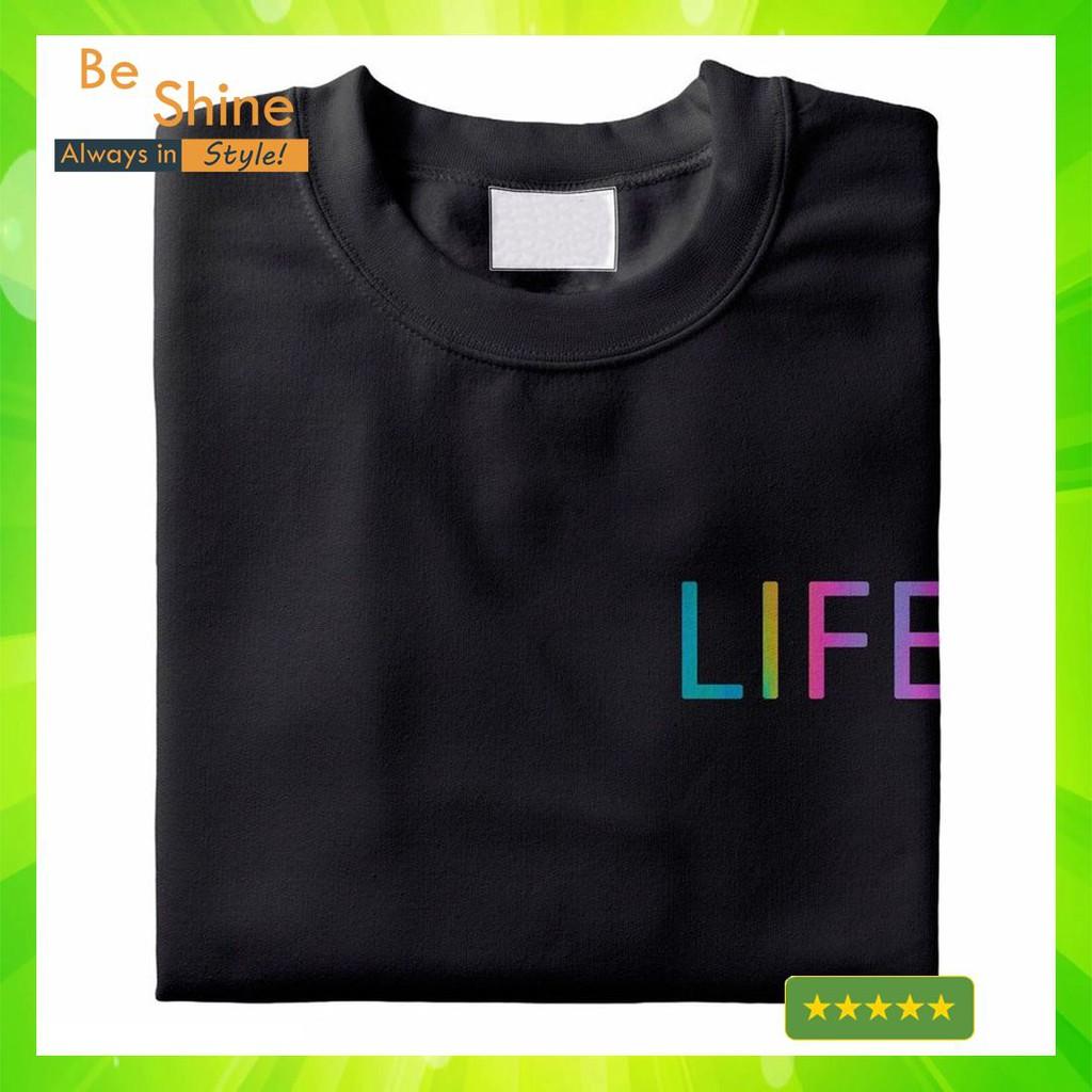 Áo Thun Unisex Form Rộng LIFE Phản Quang Đa Sắc
