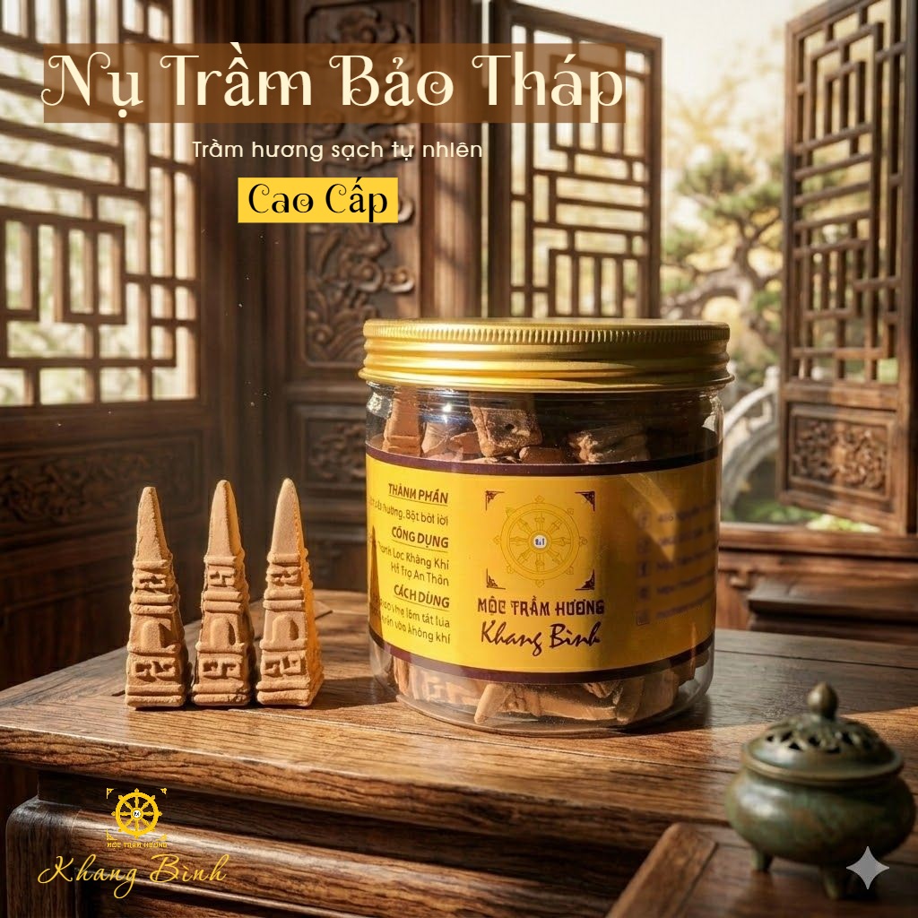 Nụ trầm hương Bảo Tháp Cao Cấp (45 Nụ) xông nhà cửa , hương thơm thanh ngọt dễ chịu - Mộc Trầm Hương Khang Bình