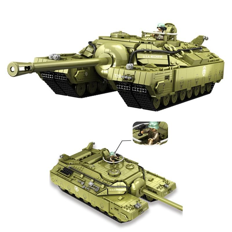 Đồ chơi Lắp ráp Xe Tăng hạng nặng T-28, Panlos 628010 Heavy Tank, Xếp hình thông minh, Mô hình Xe tăng