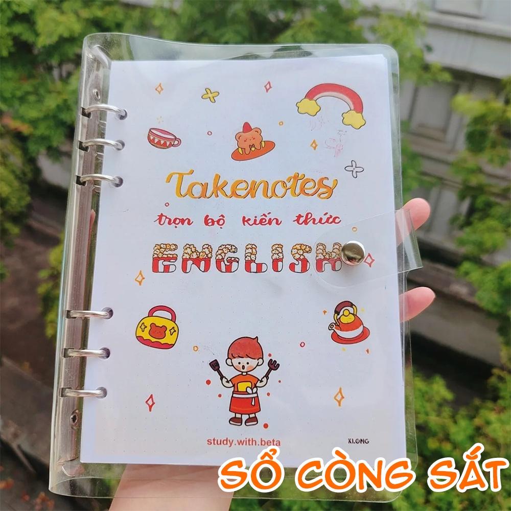 Combo 4 sổ takenote Văn Toán Anh Hóa lớp 8, sổ tay ghi chú lò xo xoắn a5, a6 hoặc sổ còng đóng binder - takenotes beta