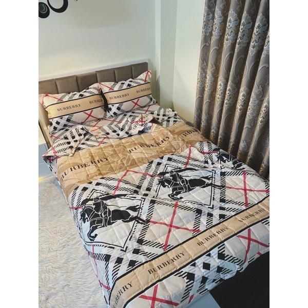 Bộ 5 món ga gối và chăn phao poly cotton trần bông dày loại 1 mềm êm được chọn mẫu