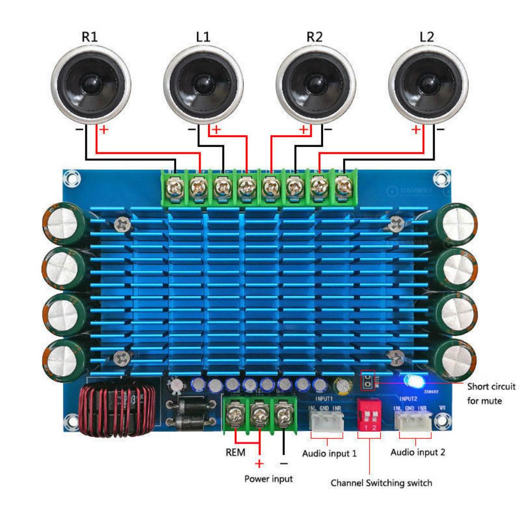 DC12V Large Power 4-Channels Car Audio ACC Digital Amplifier Board 50W X 4