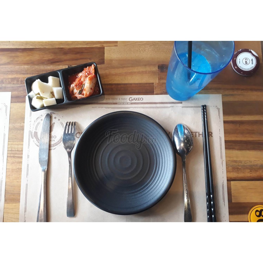 Đĩa tròn đen nhám đẳng cấp 100% melamine cao cấp, hàng cam kết đẹp, dày dặn và cực sang trọng