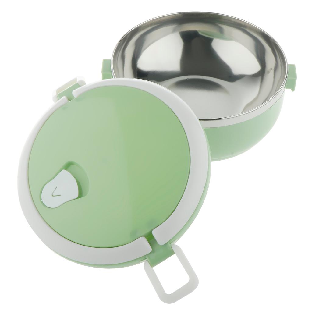 2X Student Stainless Steel Thermal Lunch Box Portable Tiffin Bento Box Green