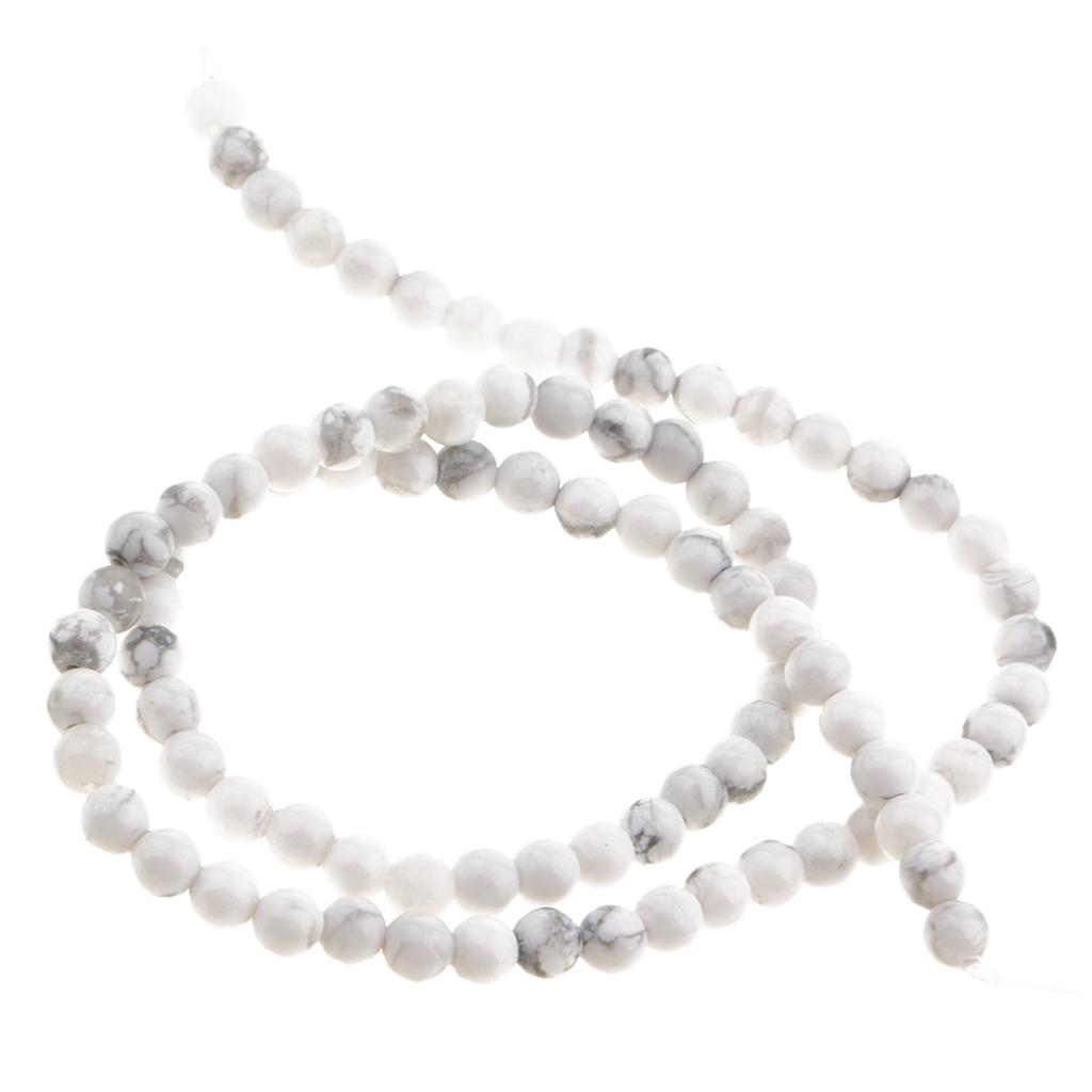 Natural White Howlite Gemstone Round Loose Beads for DIY Jewelry Making 4MM