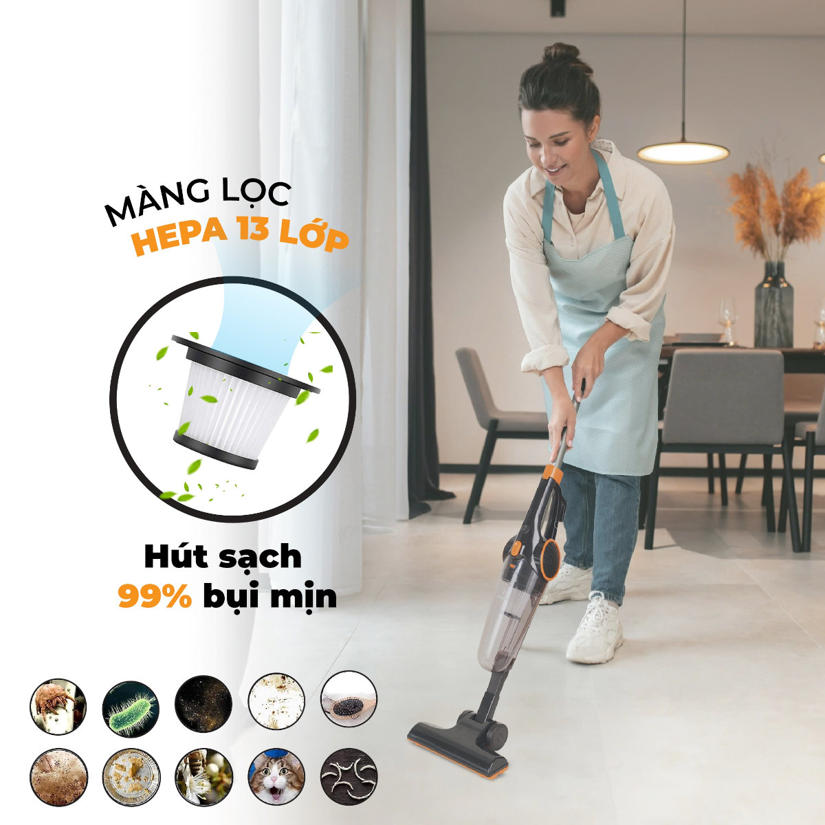 Máy hút bụi cầm tay đa năng cao cấp Kalpen V1/ V2 công suất 1000W, chuẩn Đức - Hàng chính hãng