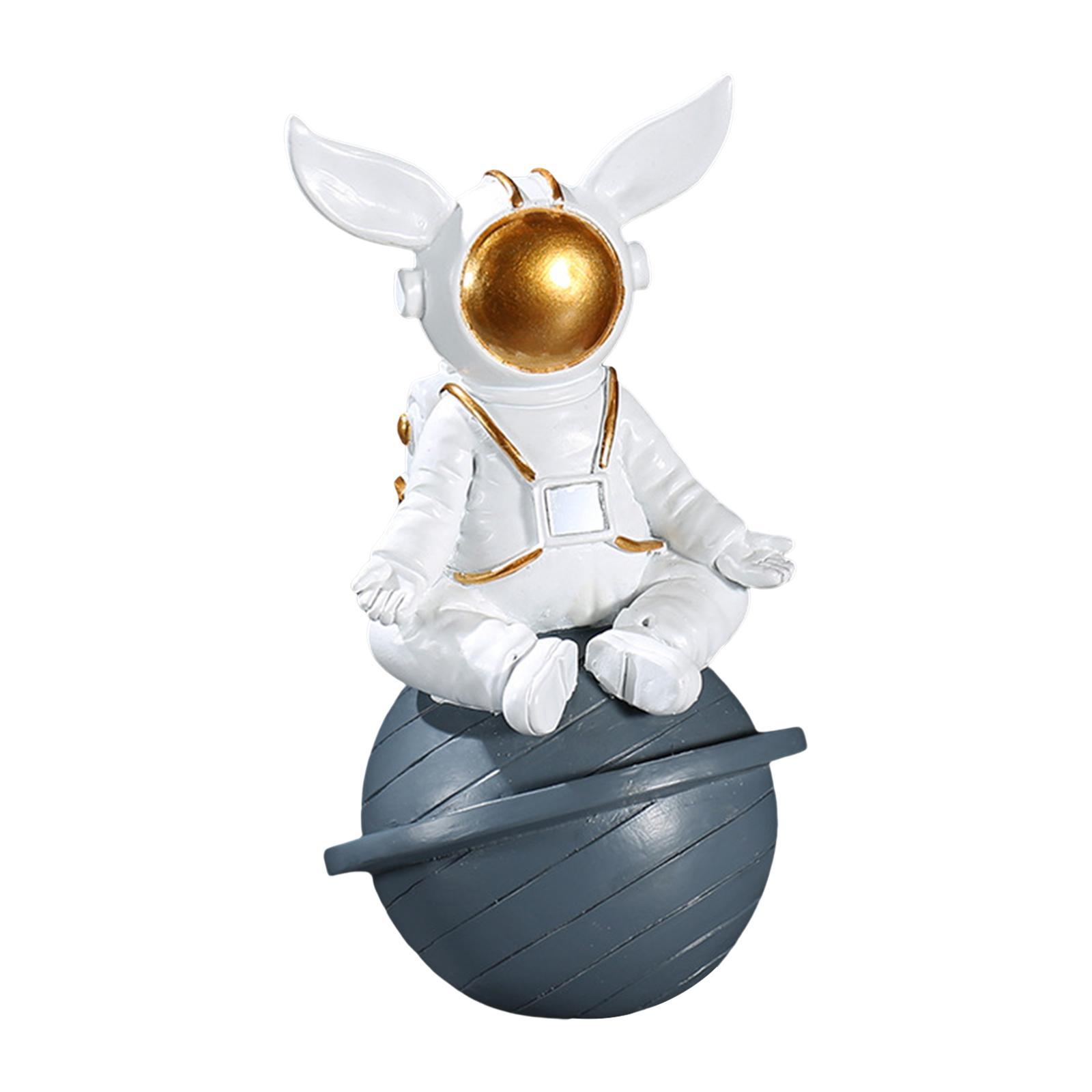 Spaceman Figurine Astronaut Statue Model Resin Cute Cake Topper Home Decor Ornament for Bedroom, Bookshelf, Bookcase, Tabletop, Fireplace