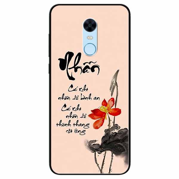 Ốp lưng in cho Redmi 5 Mẫu Thư Pháp Nhẫn Nền Hồng