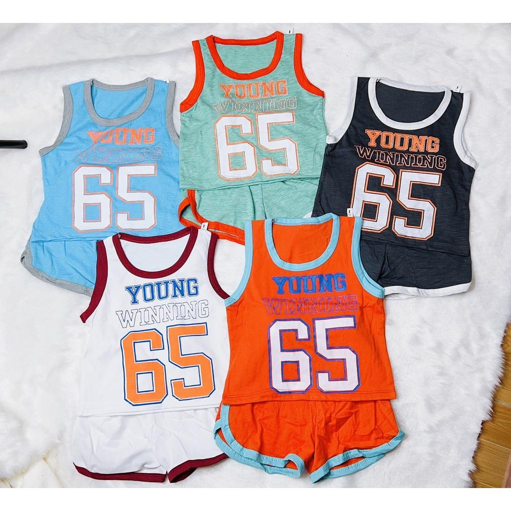 Bộ cotton bé trai bóng rổ quần áo 3 lỗ trẻ em fom rộng từ 1 - 5 tuổi 8 đến 18kg