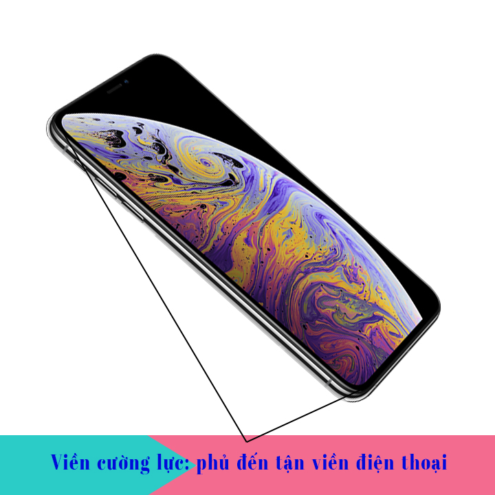 Kính Cường Lực cho Iphone XS Max - Màu Đen - Full Màn Hình - Hàng Chính Hãng