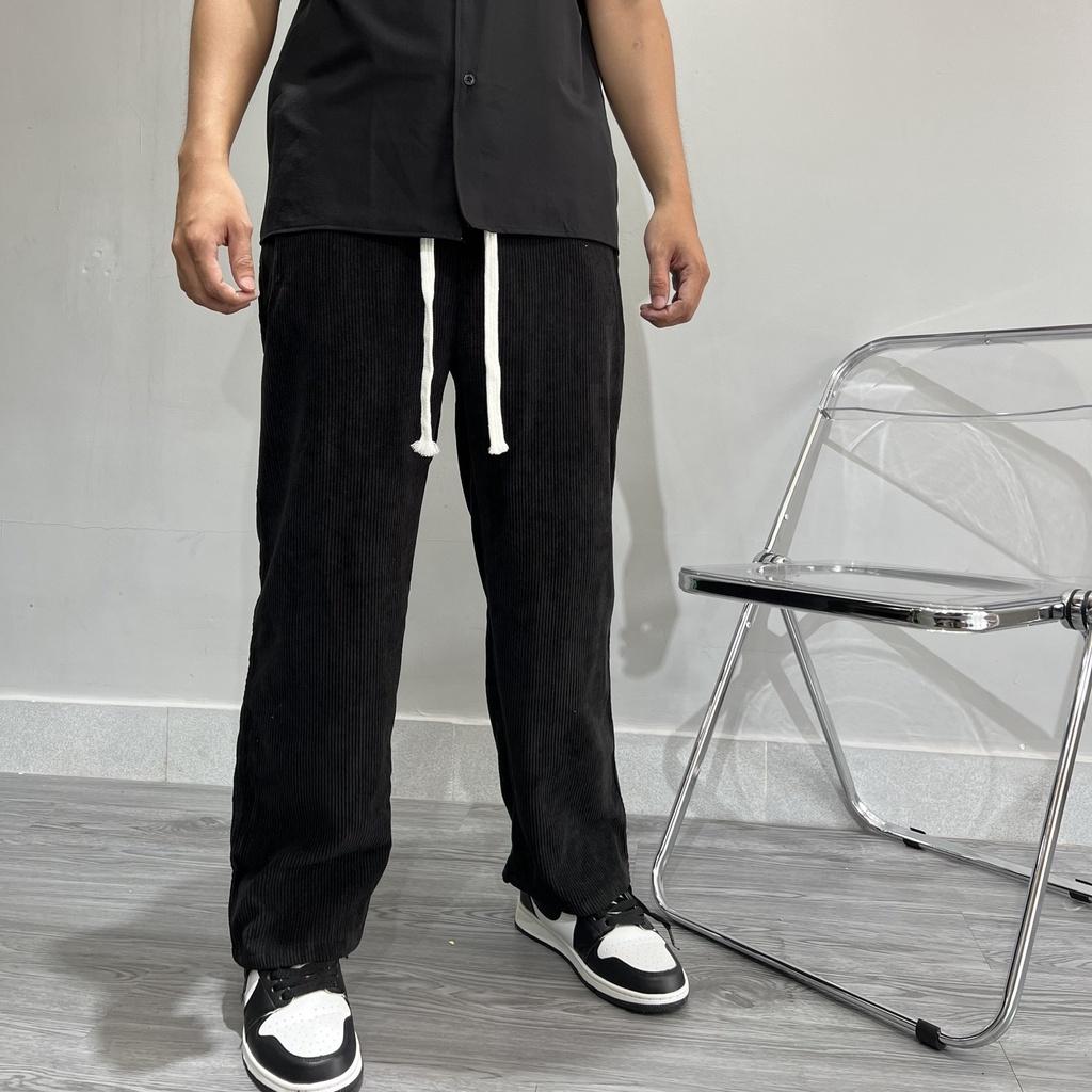 Quần baggy nhung tăm ống suông form rộng unisex nam nữ ulzzang