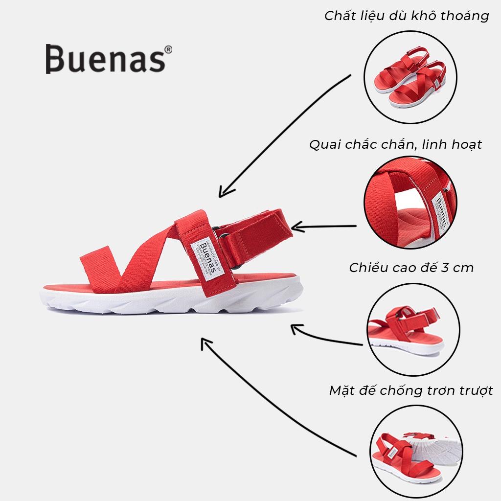 Giày sandal nam nữ unisex đi học quai ngang Buenas Sport S7 đế cao 3 phân