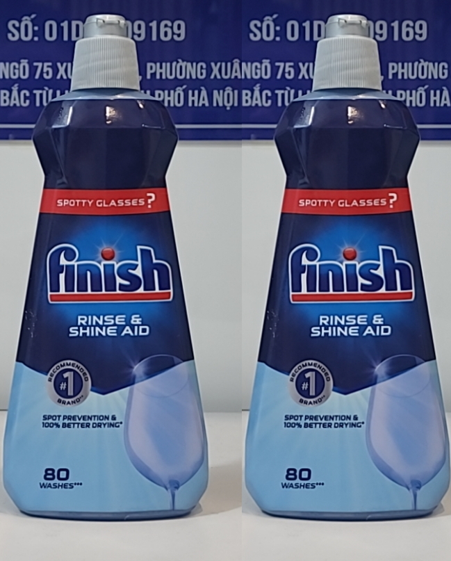 COMBO 2 Chai nước làm bóng chén bát Finish 400ml dành cho tất cả các máy rửa chén gia đình có trên thị trường.