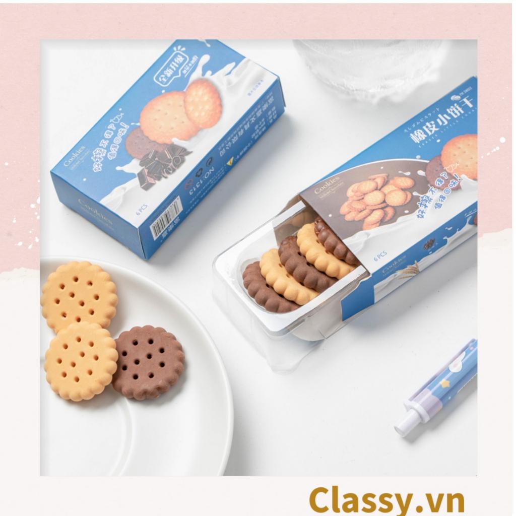 Hộp 6 cục Gôm tẩy Classy hình bánh quy đựng trong mô hình hộp bánh đáng yêu PK1148