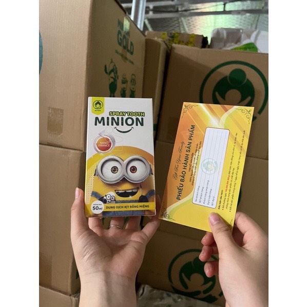 Xịt răng miệng Minion Gold Dr.maya hộp/50ml, Vệ sinh răng miệng ngăn ngừa sau răng cho bé từ 6 tháng tuổi