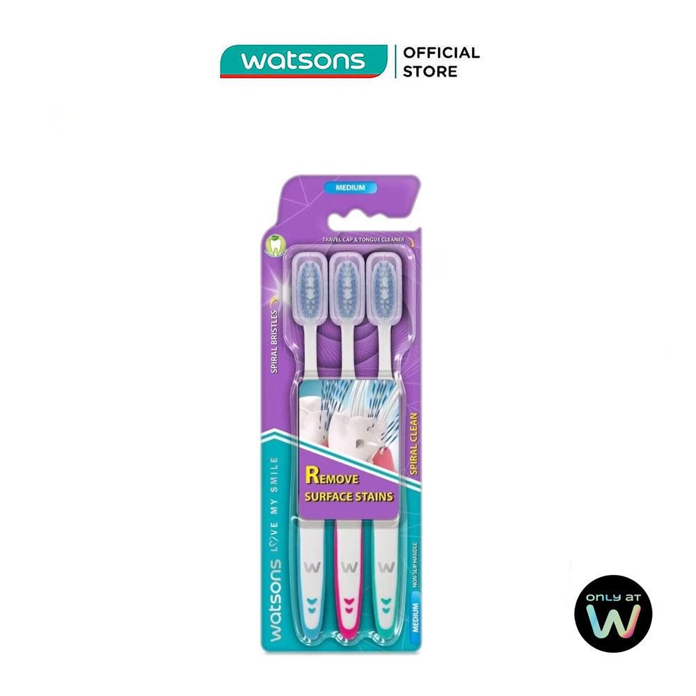 Bàn Chải Đánh Răng Watsons Spiral Clean Toothbrush (Medium) 3s